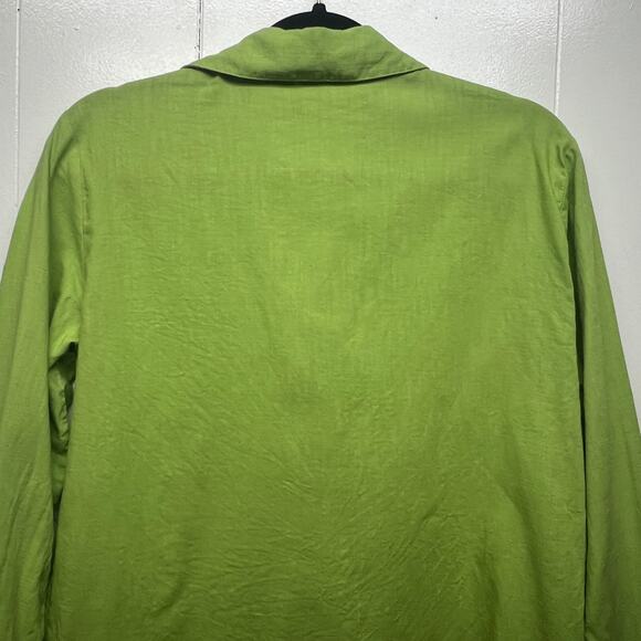 Worthington Vintage Line Cotton Lime Green Button Front Womens Shirt Size Small - Picture 8 of 13